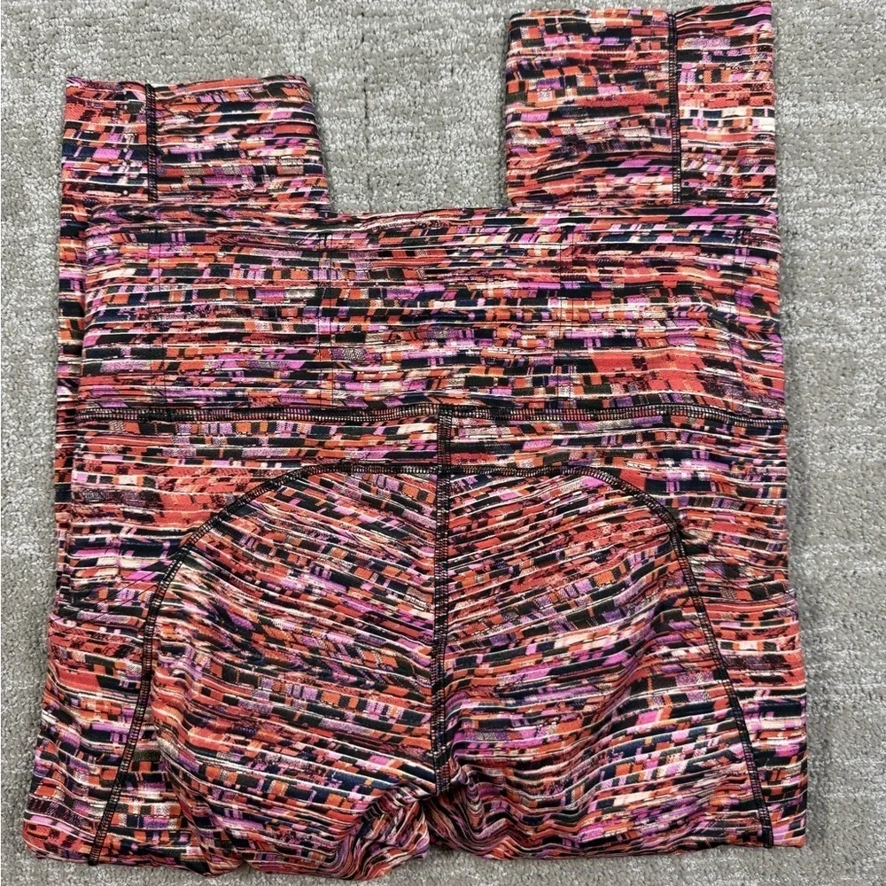 Lululemon Fast and Free Tight II Nulux Flash Pleat Orange Multi Sz 6